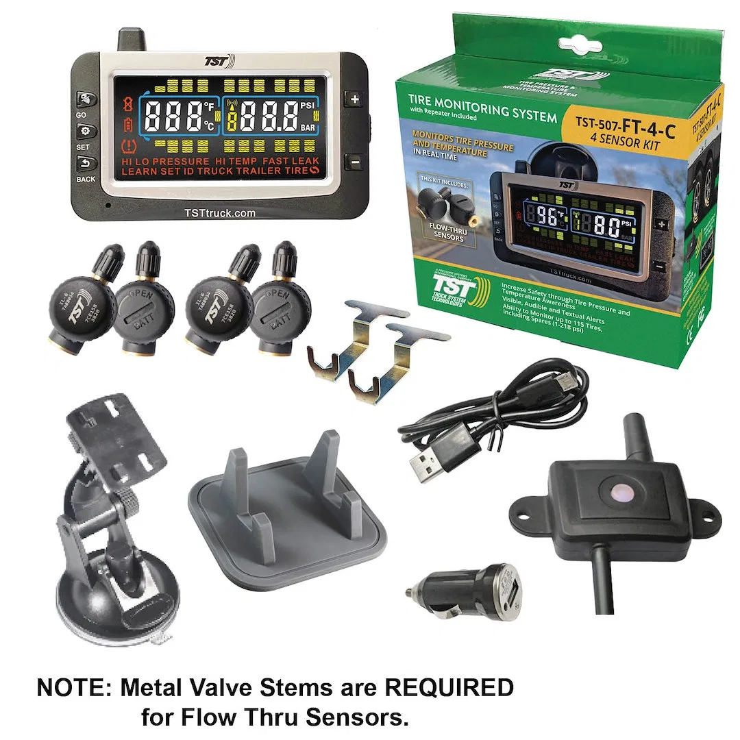 TST-507-FT-4-C – TRUCK SYSTMS Tire Pressure Monitoring System - TPMS, For Use On Metal Valve Stems And For RV And Tra...
